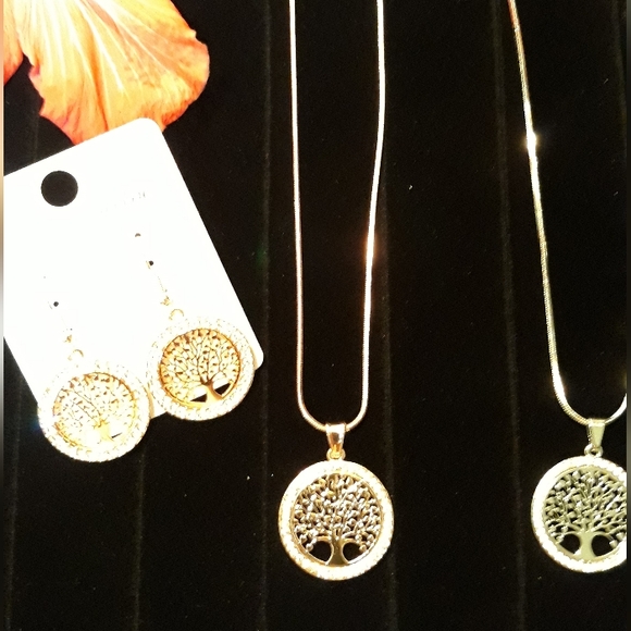 CRYSTAL Silver Tree of Life Necklace adjustible Family Jewelry NEW - Picture 5 of 12